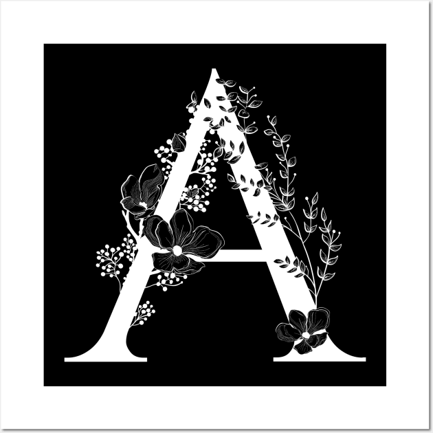 Letter A Monogram - Floral Initial Wall Art by ZenNature